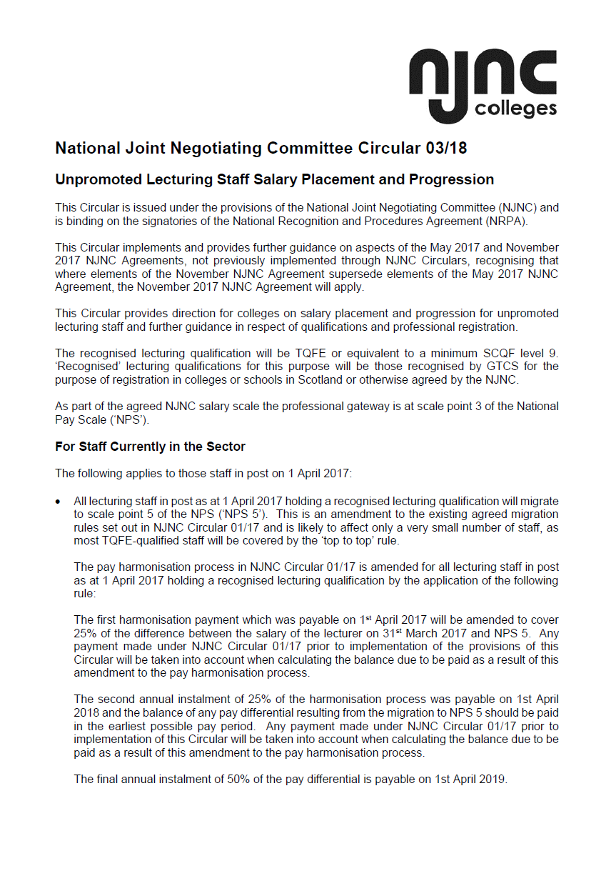 NJNC Circular 03/18